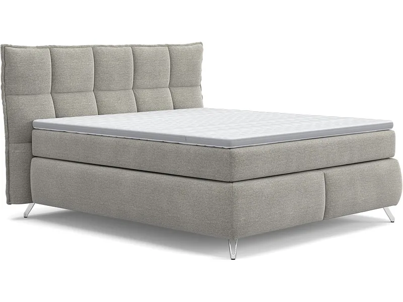 Boxspringbett SWISS HOME STYLE AGATA hellgrau 180x200cm flexibel / halbfest