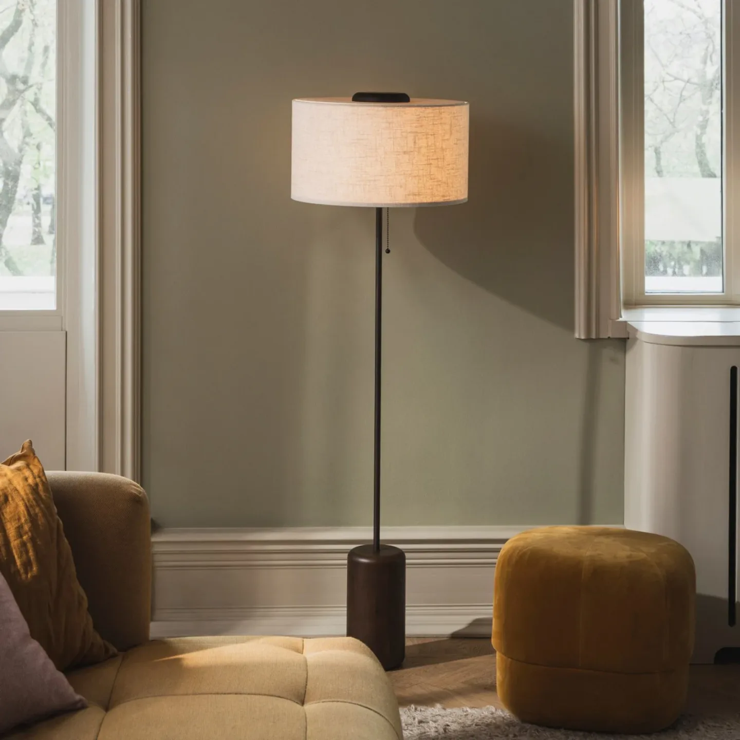 Bosco gulvlampe, krem/brun, høyde 144 cm - Globen Lighting - Stue - Tre - Med en lyskilde