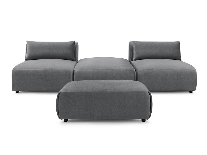 3er Sofa mit Hocker BOBOCHIC JEANNE Samt dunkelgrau