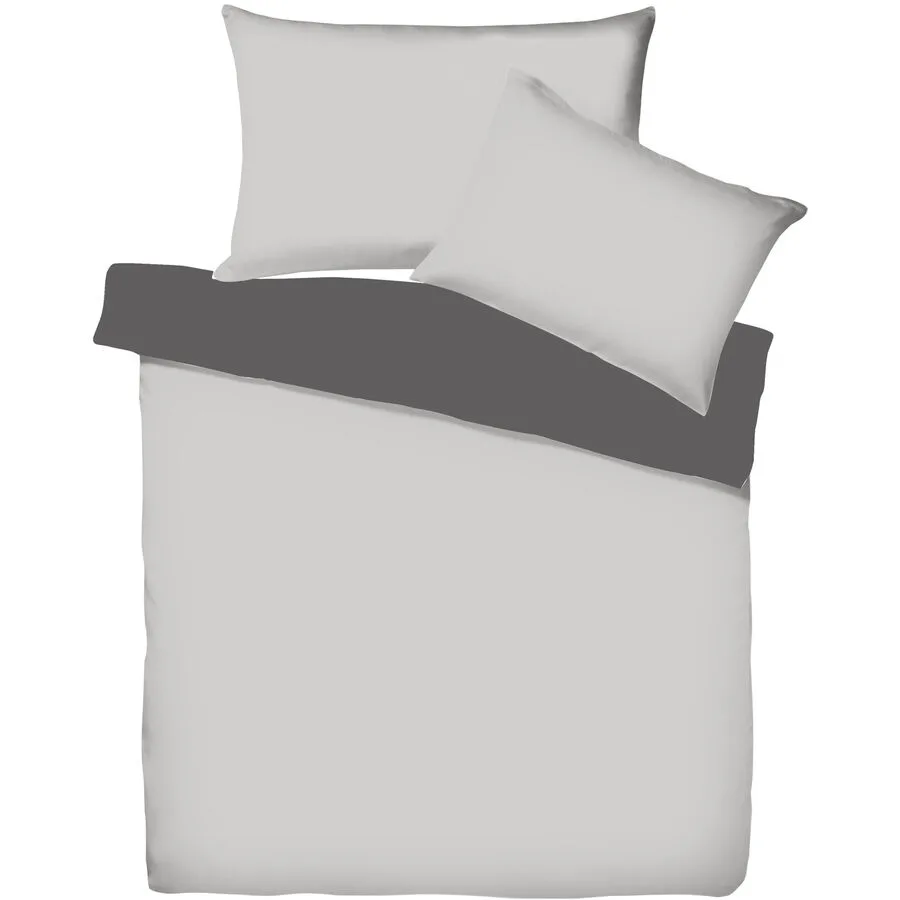 Living Home Kissenbezug Uni Doubleface Silber/Anthrazit Einfarbig Baumwolle B 50 T 70 cm