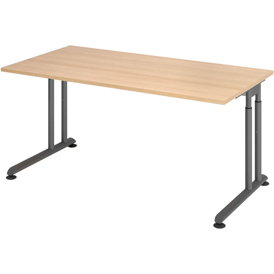 Schreibtisch Office eiche Holzwerkstoff Höhenverstellbar B 160 T 80 cm