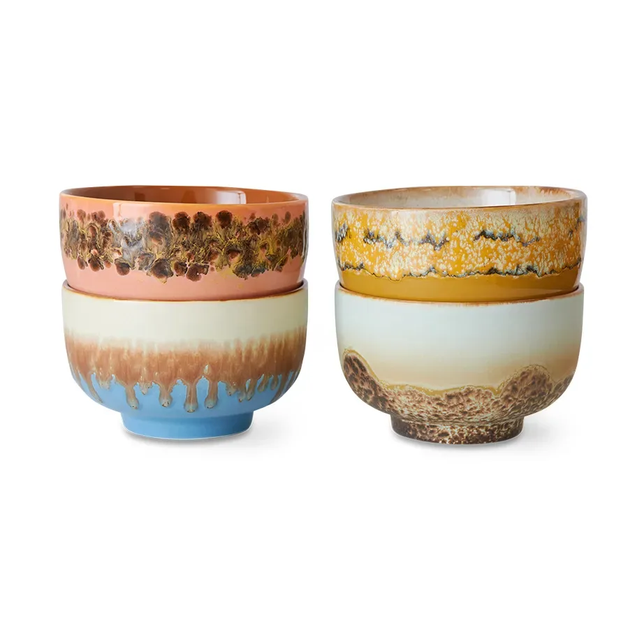 HKliving 70's Schale Ø13,5cm 4er Pack Seabreeze