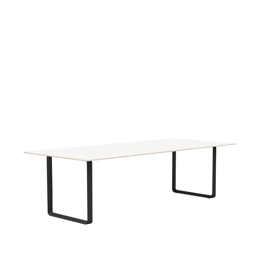 Muuto 70/70 matbord 255x108 cm White laminate-Plywood-Black