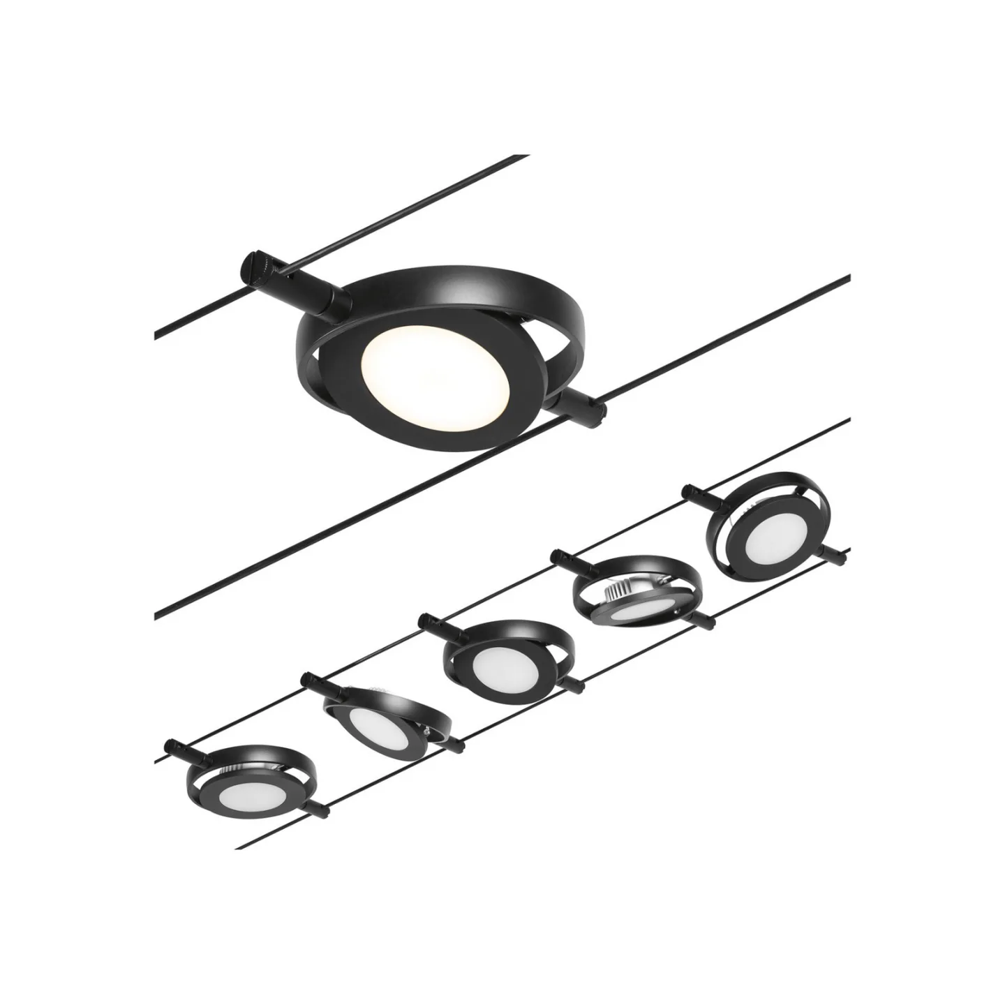 Wire RoundMac LED-Seilsystem 5-flg. schwarz - Paulmann - Flurbereich - Modern - Metall - Mehrflammig
