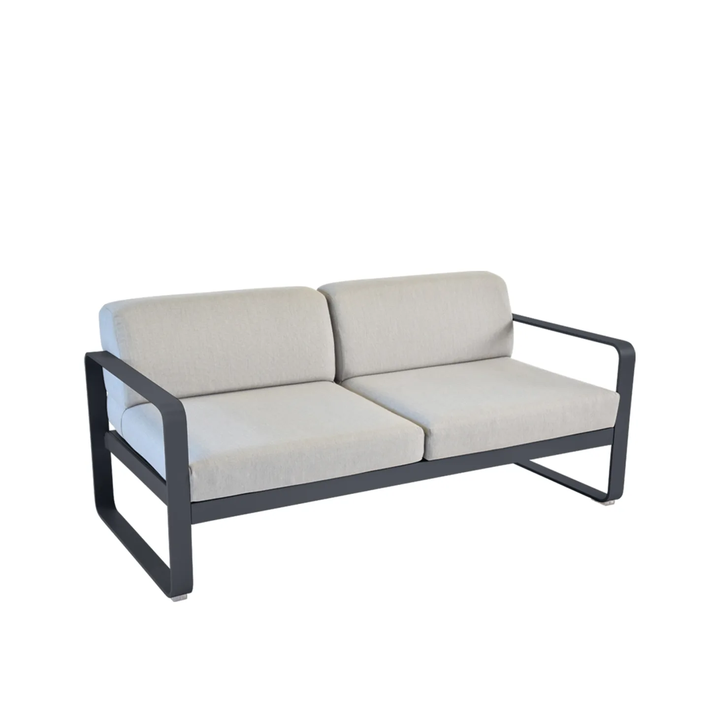 Fermob - Bellevie 2 Seater Sofa Flannel Grey Cushions, Anthracite - Soffor utomhus - Pagnon & Pelhaître