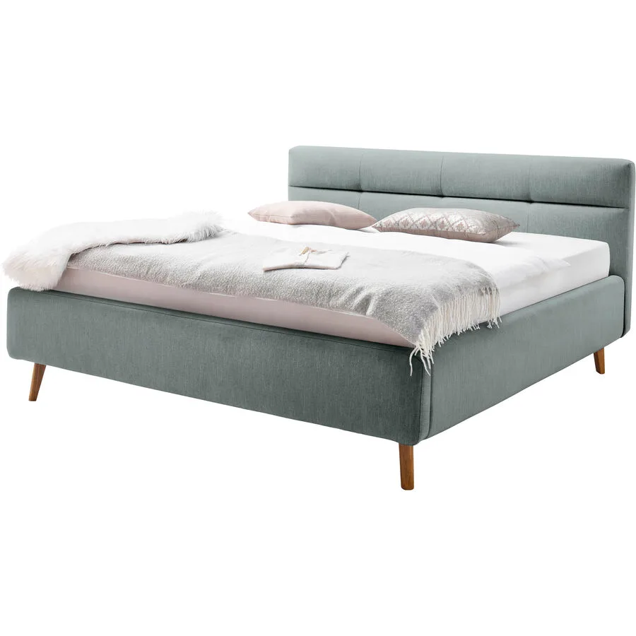 Bett Euvil Eisblau Bezug Stoff 160 x 200 cm