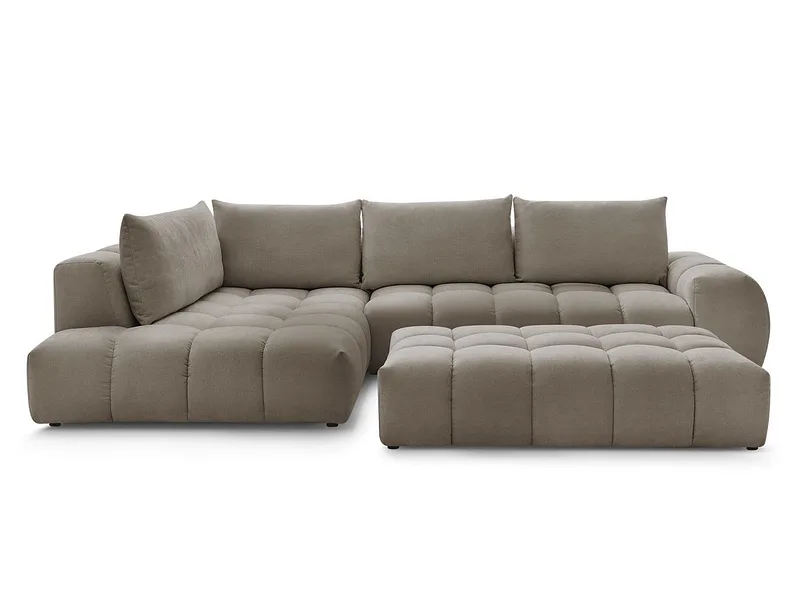 Ecksofa mit Hocker BOBOCHIC EVEREST Stoff mit Textur taupe