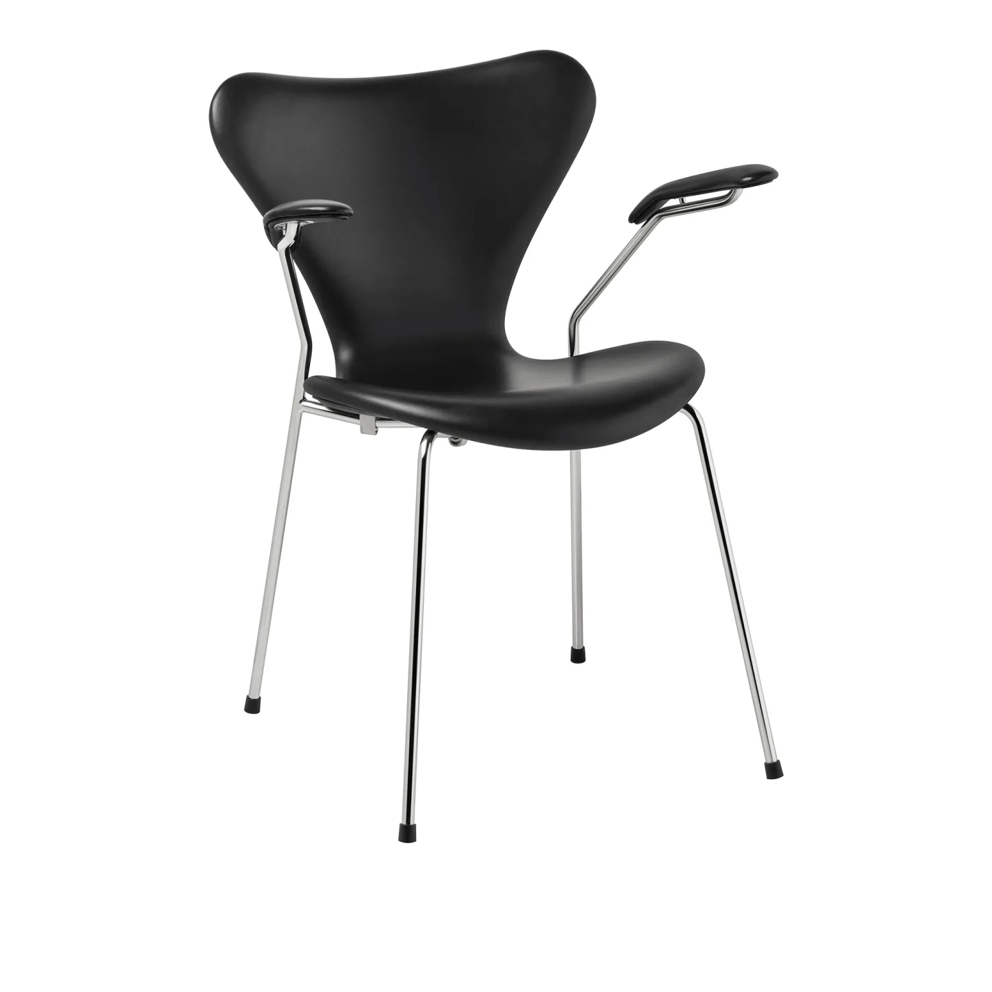 Fritz Hansen - 3207 Series 7, Front Upholstered, Grace - Chestnut - Matstolar - Arne Jacobsen - Brun - Läder/Metall/Trä/Skum
