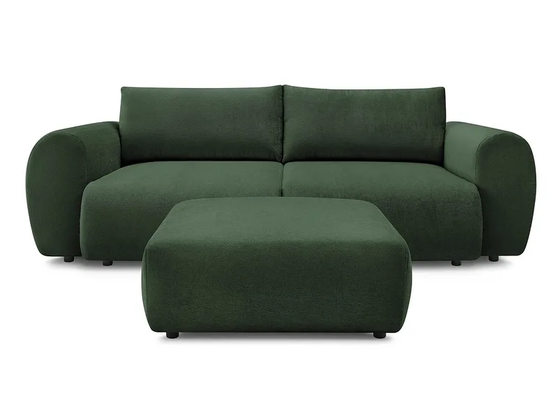 3er Sofa mit Hocker BOBOCHIC LUCIEN Stoff grün