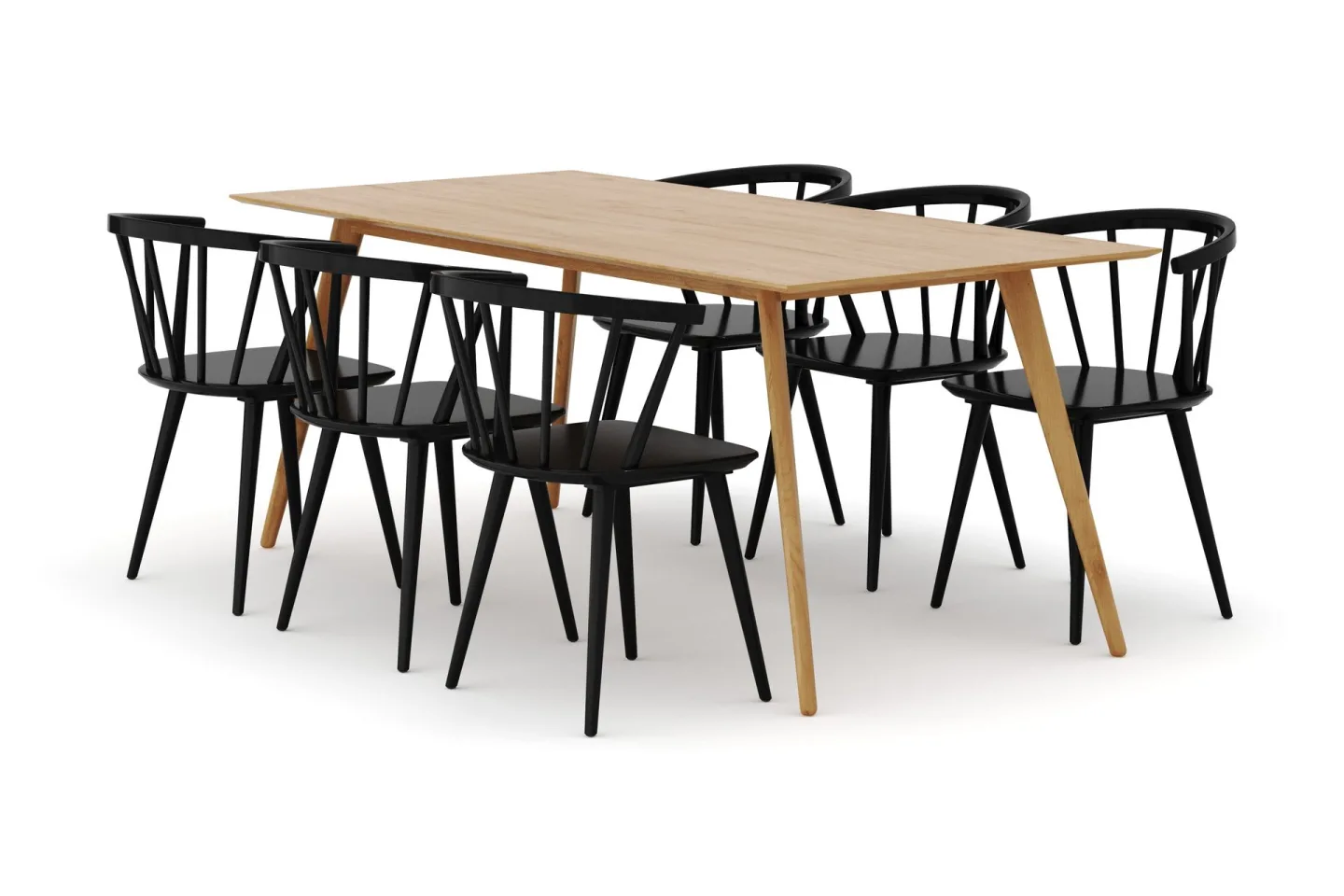 Tyrö Matgrupp med 6 st Tyrö Karmstolar - Oak/Black