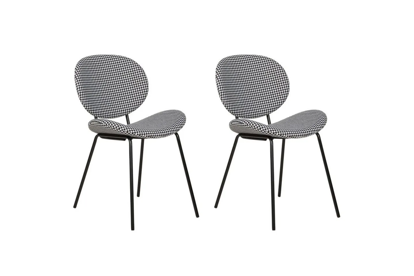 Set med 2 matstolar Luana - Svart, Vit/Polyester