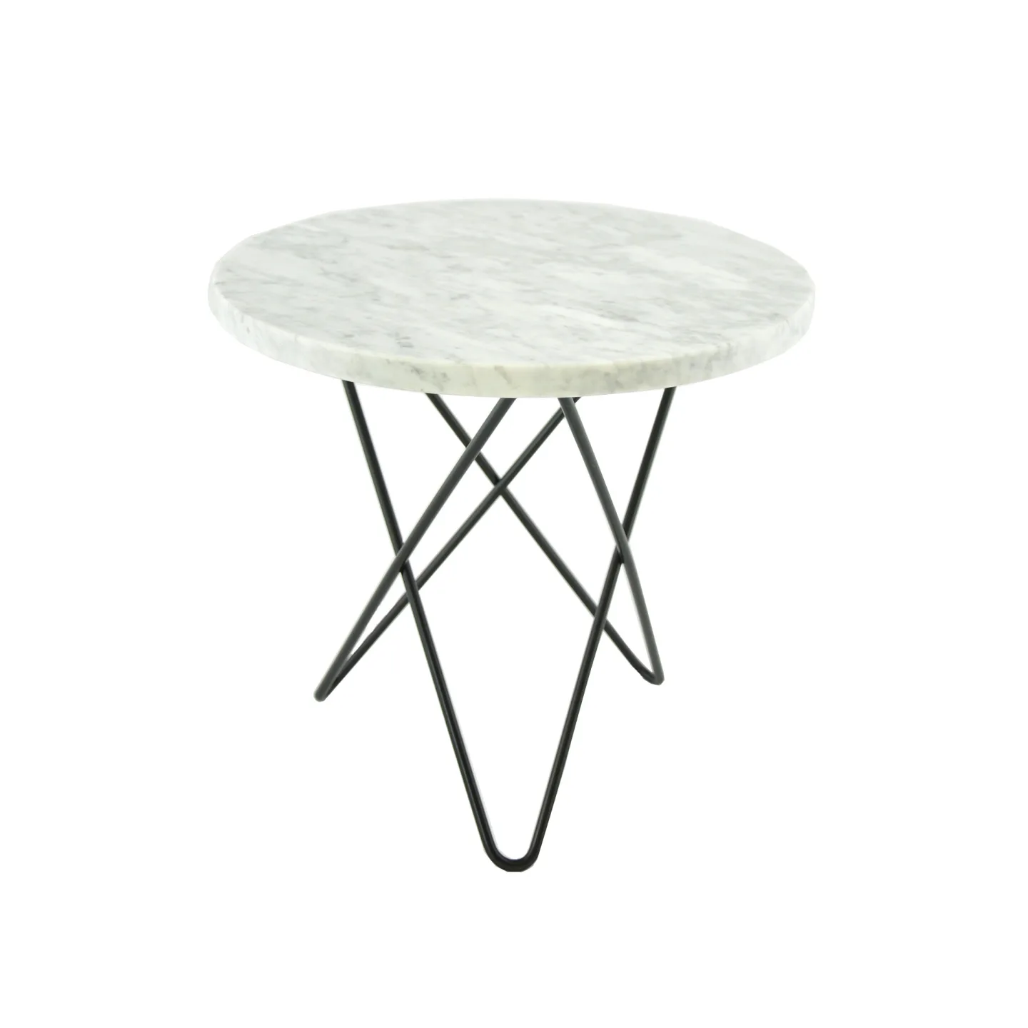 OX Denmarq - Mini O Table, Black Steel Frame, Top: White Marble - Sidobord - Dennis Marquart - Vit - Metall/Sten