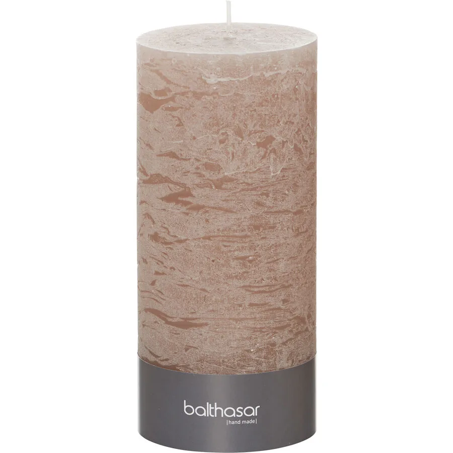 Balthasar Kerze Rustico taupe H20 cm D9 cm, Brenndauer 120h - Material: Wachs