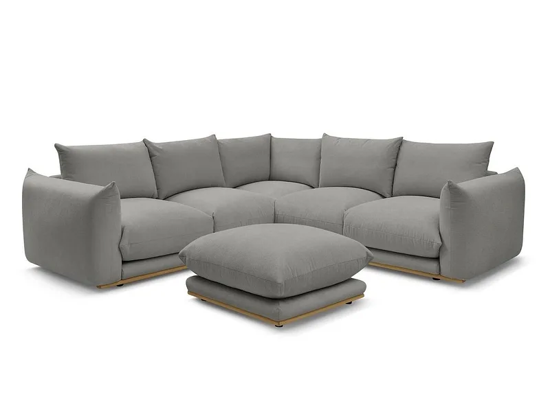 Ecksofa mit Hocker BOBOCHIC ERNEST Stoff dunkelgrau