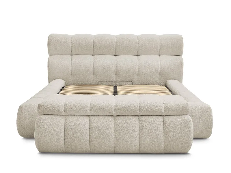 Kastenbett mit Bettkasten BOBOCHIC MONT-BLANC 160x200cm boucle-stoff beige