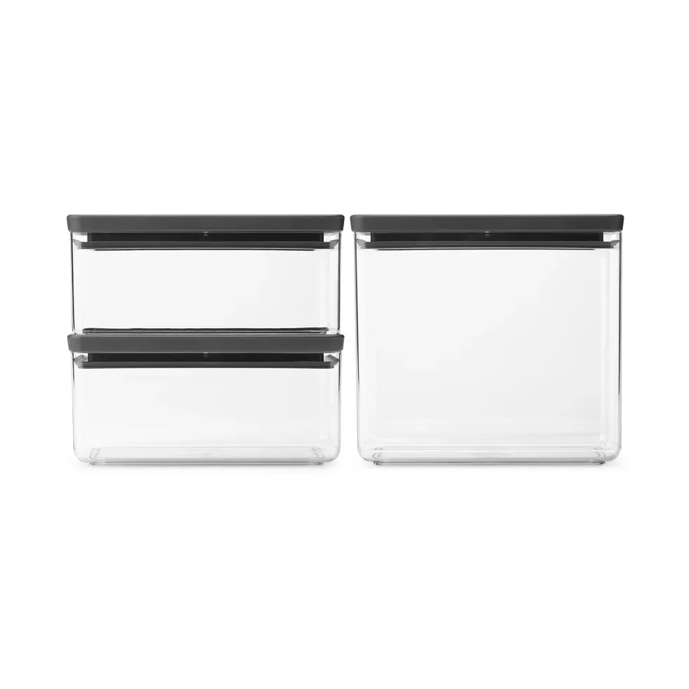 Brabantia TASTY+ stapelbare Behälter 3 Teile 2x1,5 L+3,5 L Dunkelgrau