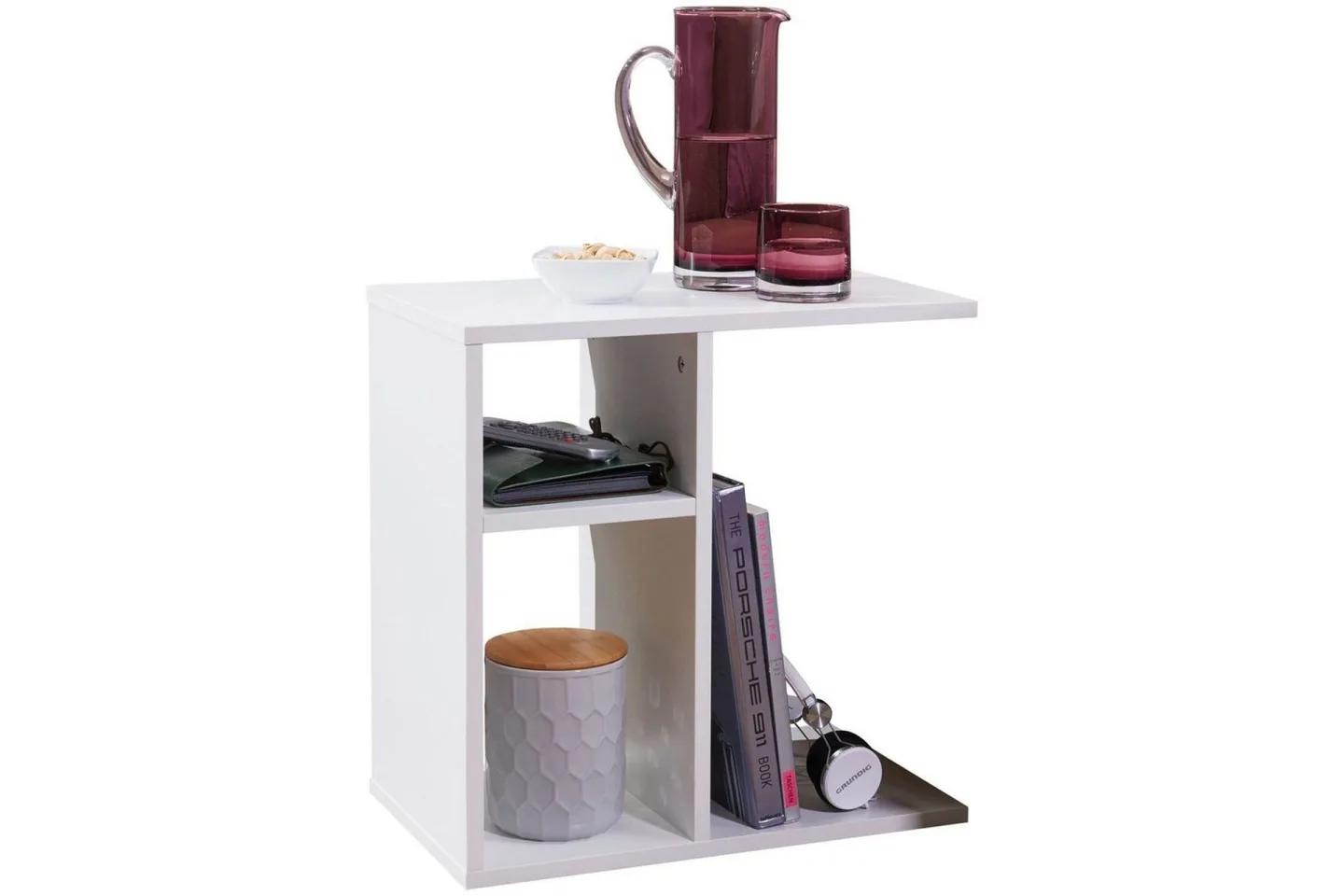 Sido bord Wohnling folierad spånskiva 50 cm, modern loftstil Vit - Vit