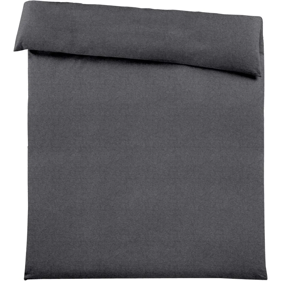 Duvetbezug Emma 160x210cm darkgrey - Farbe: dunkelgrau - Material: 100% Baumwoll-Flanell, Heather Melange Optik