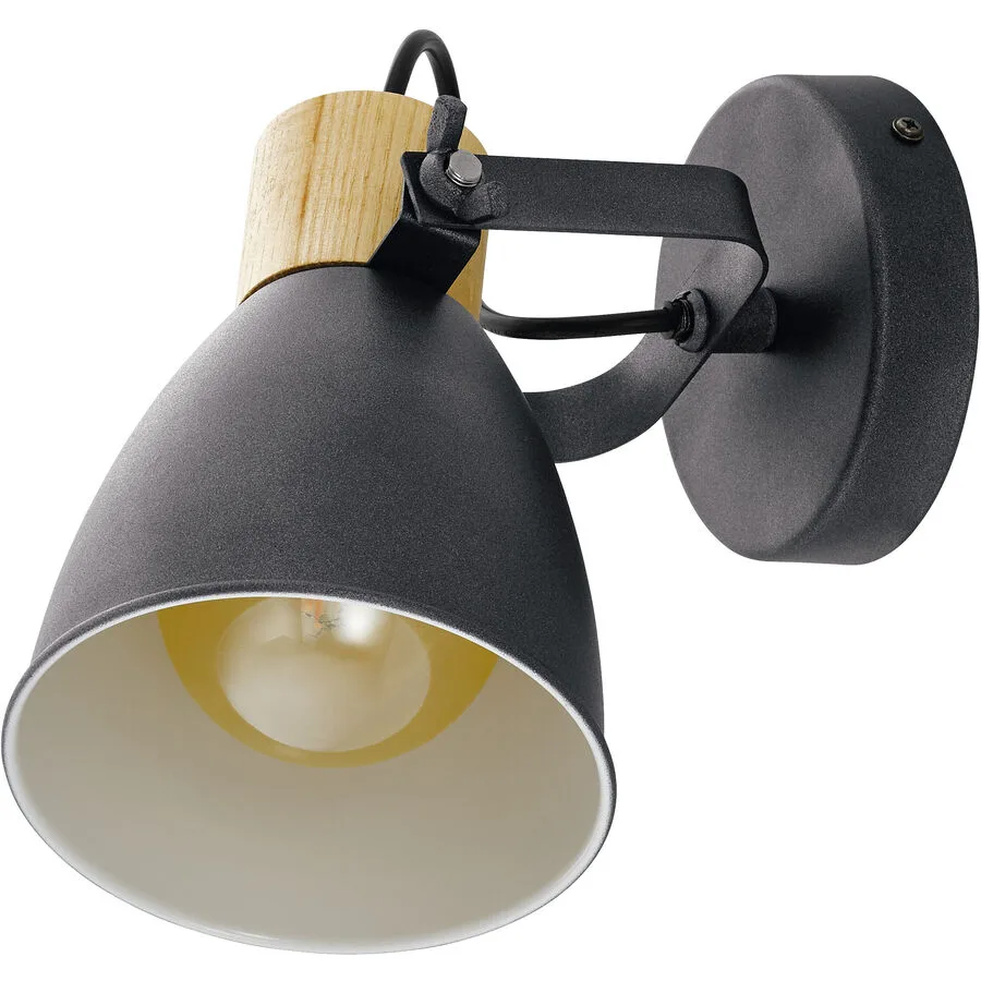 Eglo Spot Coswarth Grau Stahl/Holz 20 cm - Farbe: anthrazit - Material: Holz/Stahl