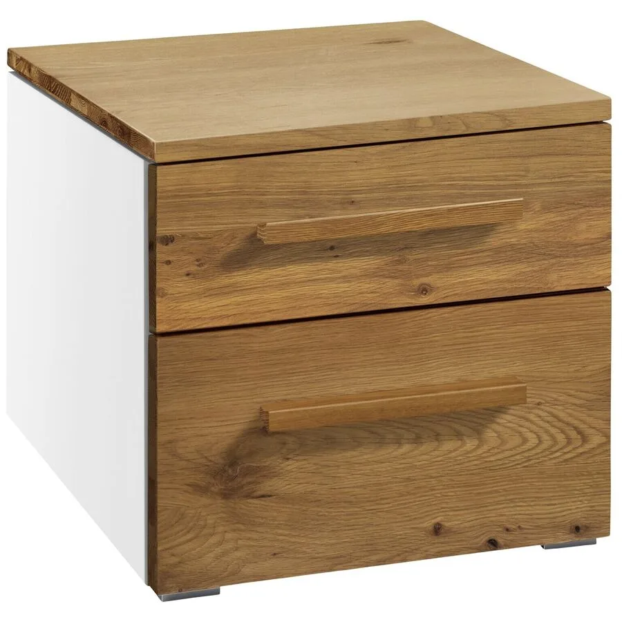 Hasena Nachttisch Arrabella Wildeiche, Weiss Holz, MDF Massivholz B 45 H 41 cm