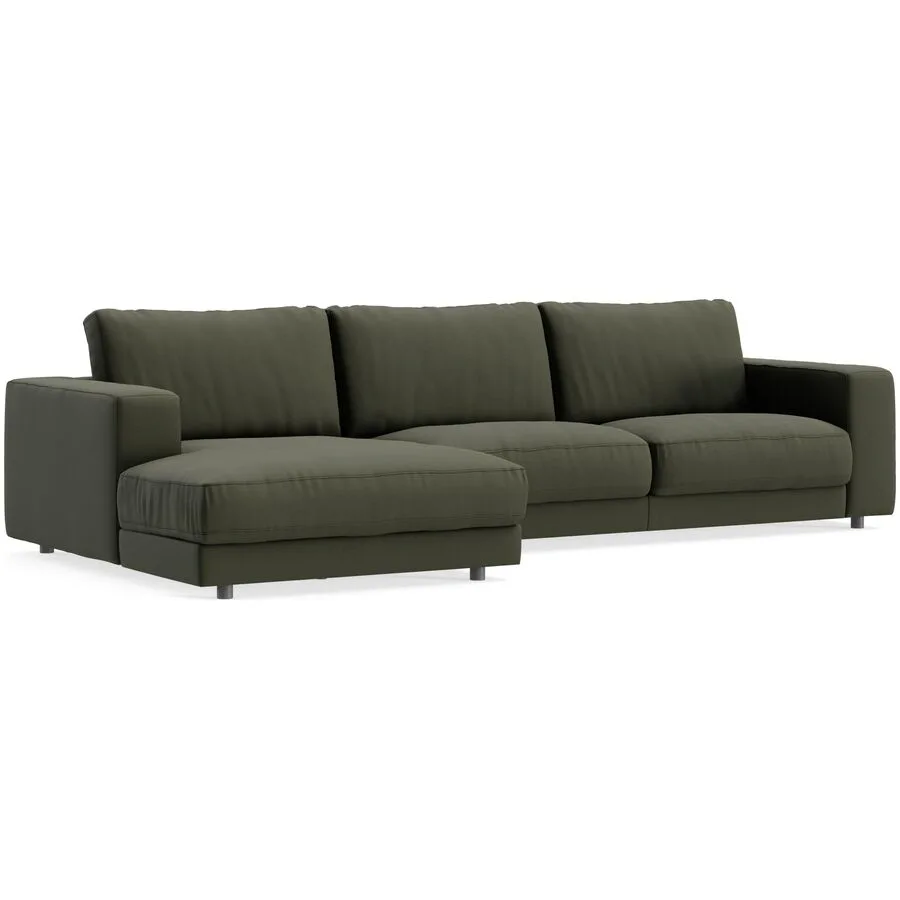 Ecksofa Ava Links Bezug: 100% Polyester oliv B 320 T 170 cm - Möbel Konfigurator: Traummöbel individuell zusammenstellen
