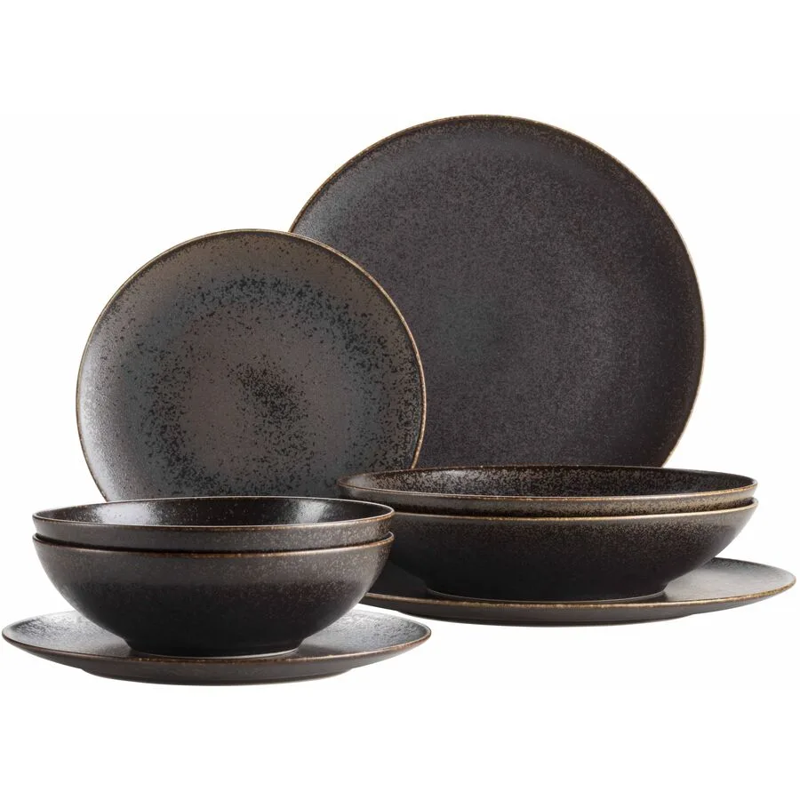 MÄSER Geschirr-Set Powerful Braun/Schwarz Porzellan