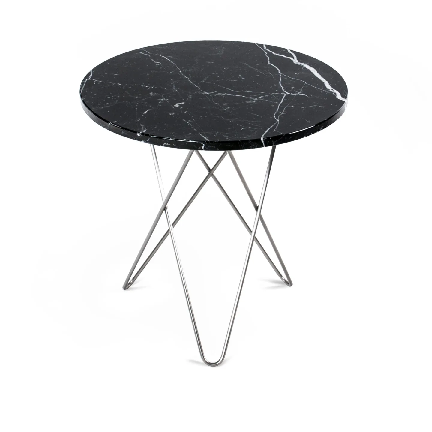 OX Denmarq - Tall Mini O Table, Stainless Steel Frame, Top: Black Marble - Sidobord - Dennis Marquart - Svart - Metall/Sten