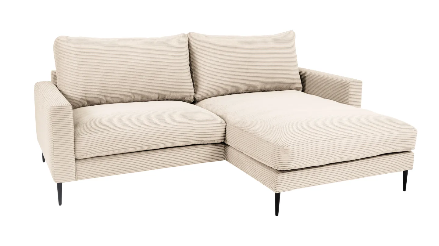 Ecksofa Cord creme 220 x 164 cm - OT rechts - NORDVIK