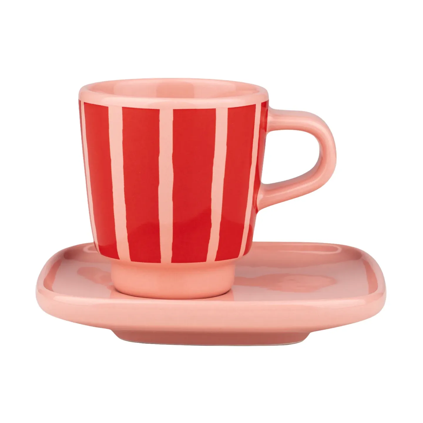 Marimekko Piccolo Espresso-Tasse mit Untertasse Salmon red-orange red, 5 cl