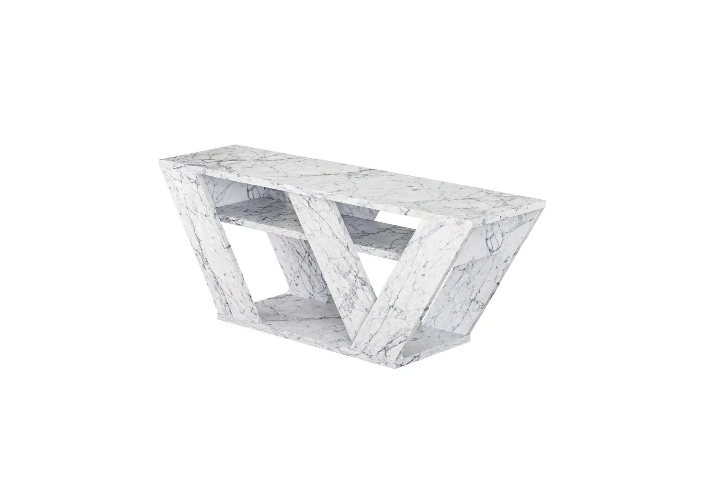 Pipralla Tv-bänk 110 cm - Vit marmor