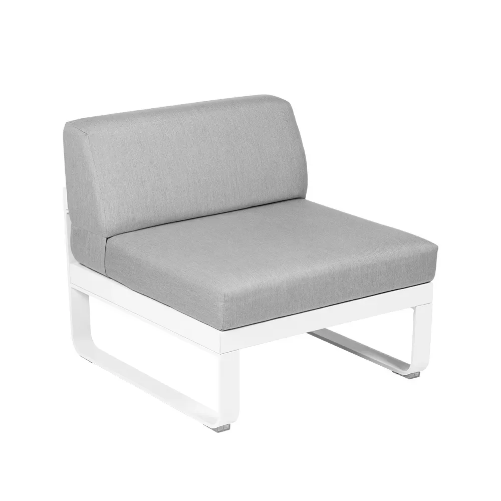 Fermob Bellevie Central modulsoffa Cotton white (vit), flannel grey dyna, 1-sits