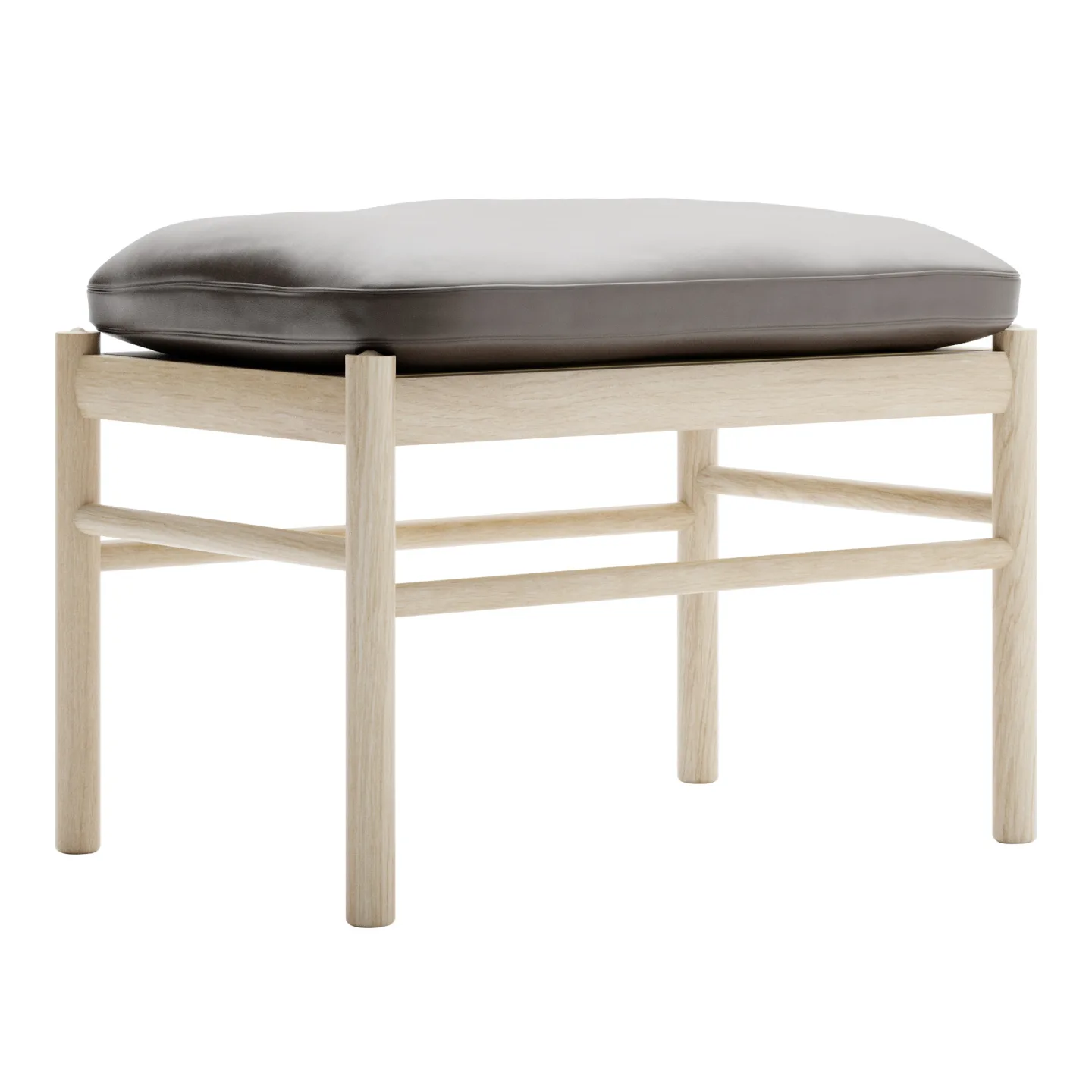 Carl Hansen - OW149F - Colonial Footstool, Tvålad Ek, Lädergrupp B Thor - 306 - Fotpallar - Ole Wanscher - Brun - Läder/Trä