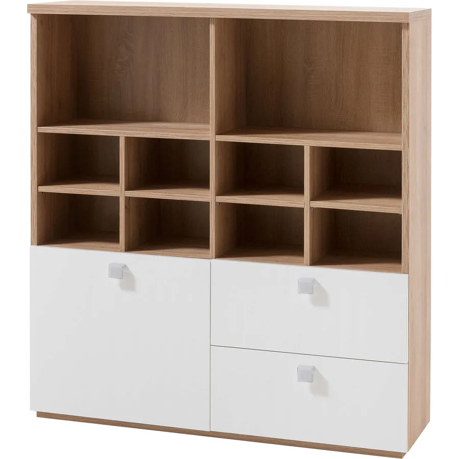 Regal Gianni eiche, weiss Holzwerkstoff B 120 H 125 cm