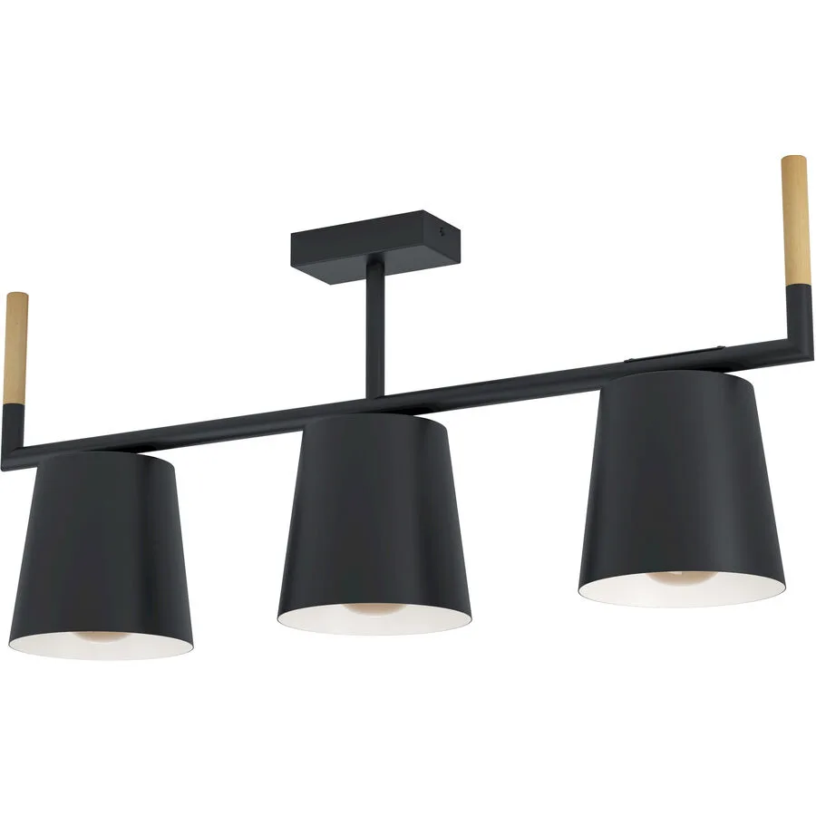 Eglo Deckenlampe Lacey Braun/Schwarz Stahl/Holz 16 cm 33.5 cm - Material: Holz/Stahl