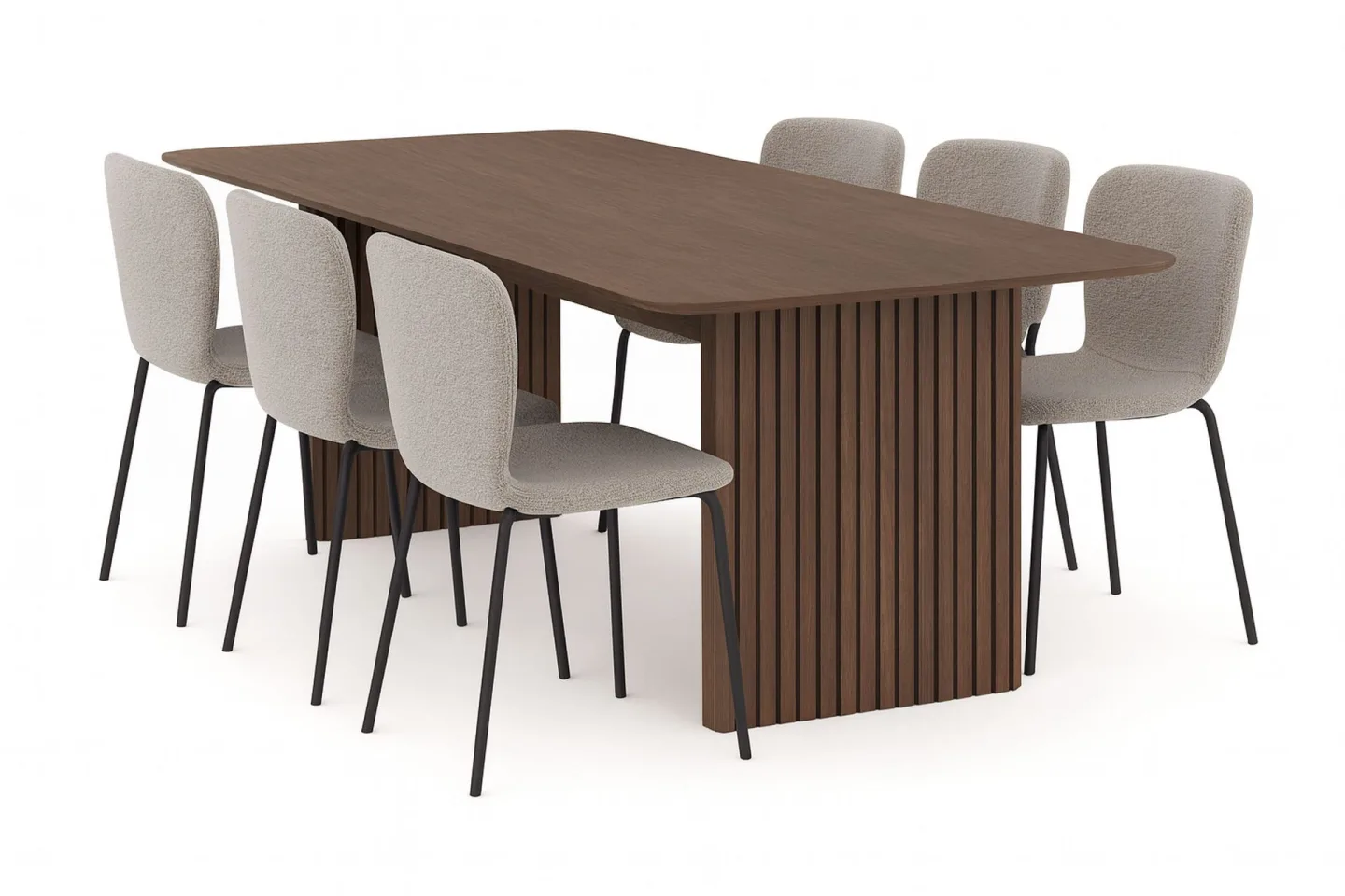 Richeto Matbord 240 cm med 6 Katy Matstolar - Rökt ek / Greige Bouclé