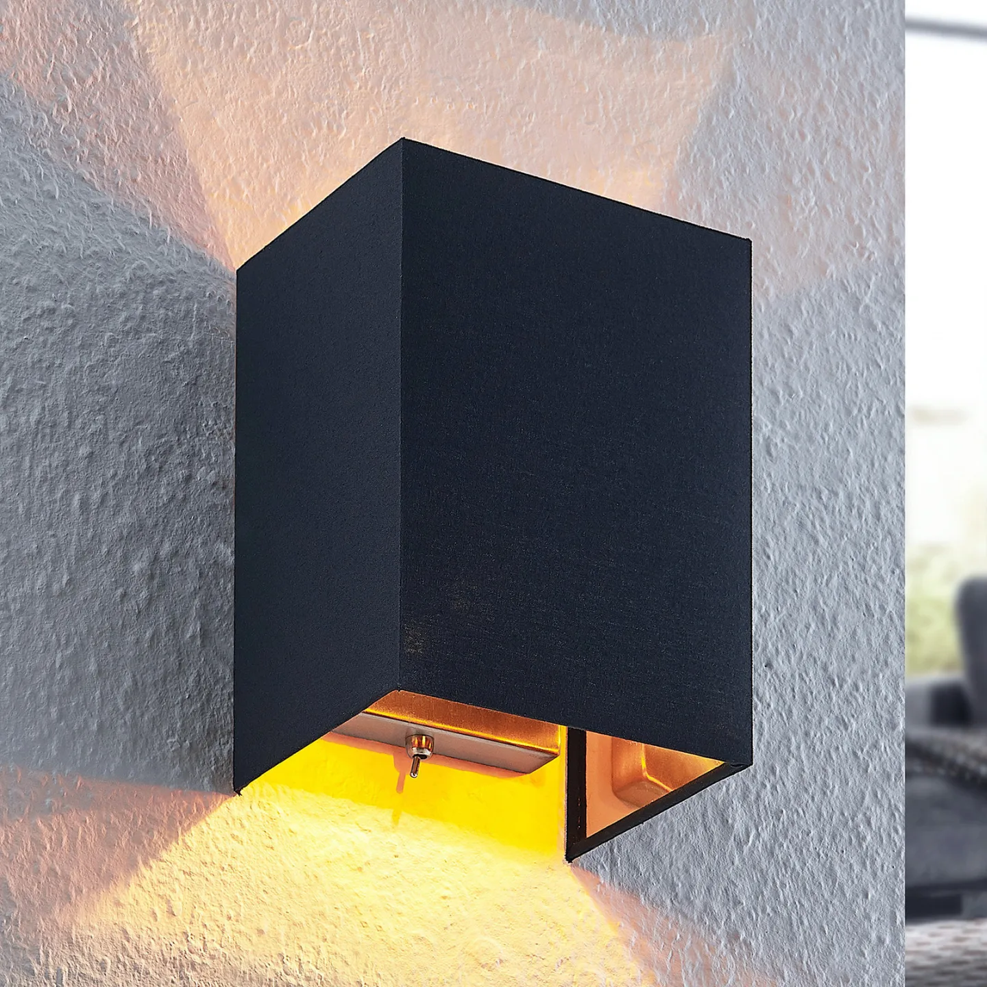 Lukani Væglampe Black/Gold/Nickel - Lindby - Stue - Moderne - Stof / tekstil - Kantet