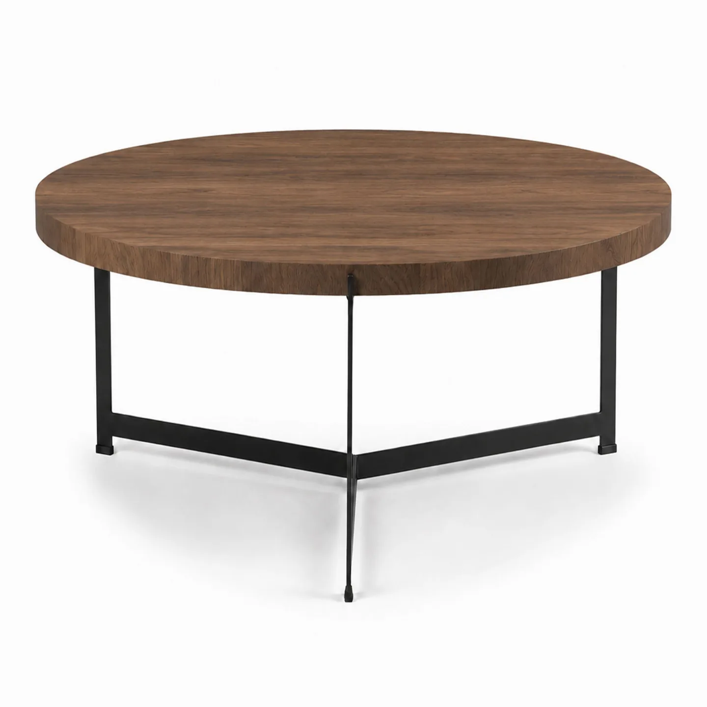 Dk3 - Plateau Coffee Table - Ø 60 cm - Höjd 45 cm, Skiva i Oljad rökt ek, Underrede i Svart pulverlackerat stål - Soffbord - Søren Rose Studio - Träfärgad - Metall/Trä