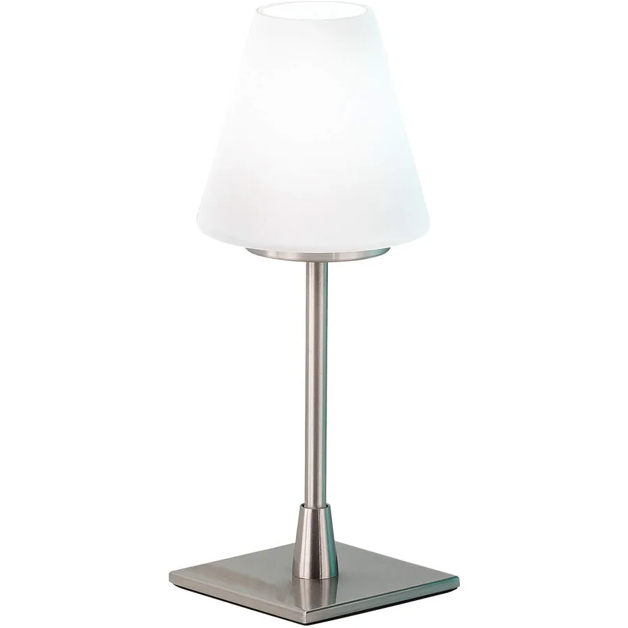 Tischlampe Lucy+ Weiss/Silber Glas/Metall 10 cm 25 cm - Farbe: Nickel matt/weiss - Material: Metall/Glas - LED - Lichtfarbe: Warmweiss