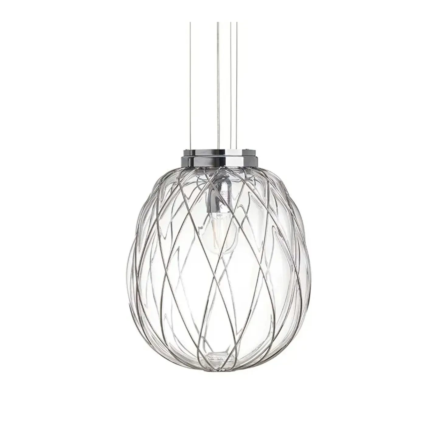 FontanaArte - Pinecone 4363 Suspension, Chrome cage/Transparent - Pendellampor - Paola Navone - Transparent