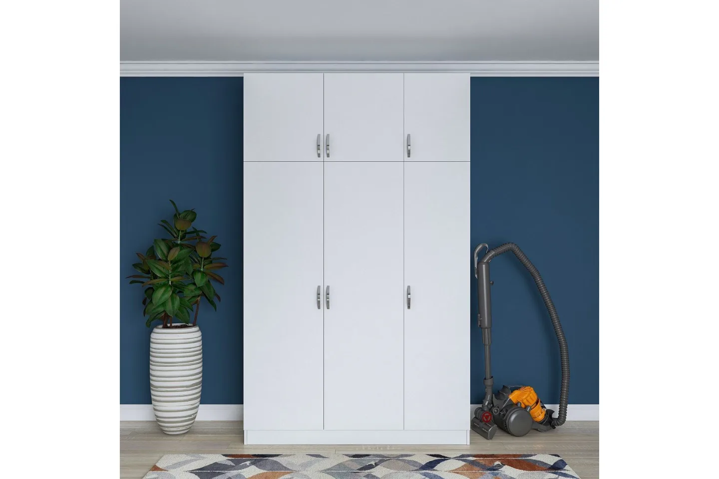 Ostin Garderob 6 Skåp 55x145 cm - Vit