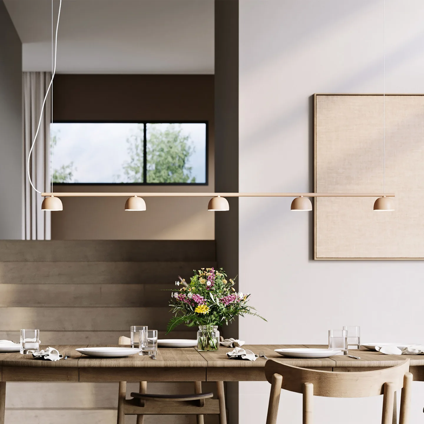 Blush Rail 5 Pendel Warm Beige - Northern - Stue - Design - Metall - Med flere lyskilder