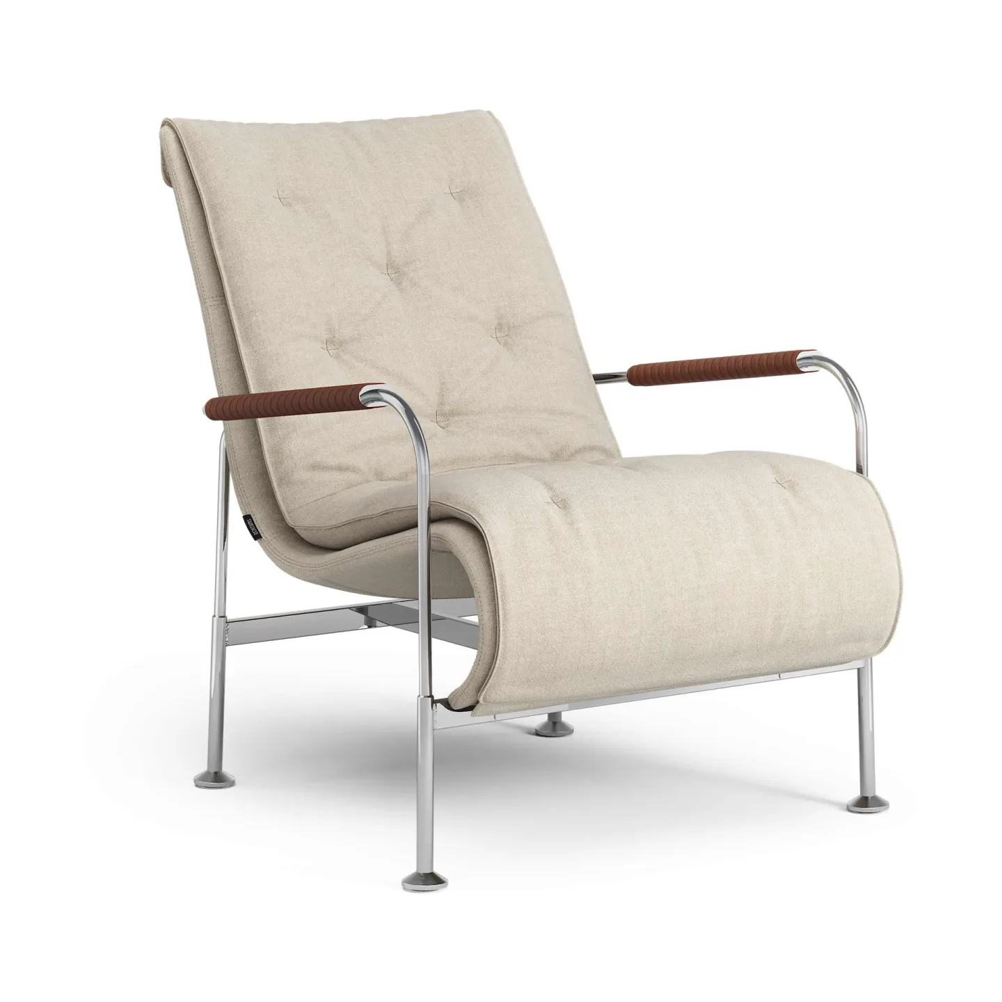 Swedese Serpentine Sessel Stoff Romo Linara Rye-Chrom-Tärnsjö Cognac