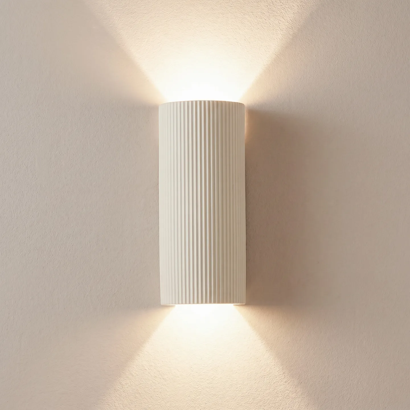 Colja væglampe højde 30,5 cm rund beige gips - Lindby - Stue - Gips / ler