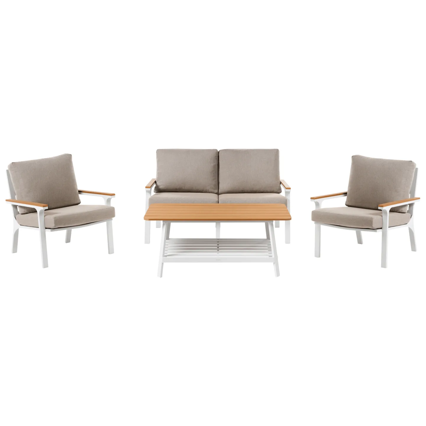 Soffgrupp utomhus med Bord 4-Sits Orero - Beige/Vit/Brun