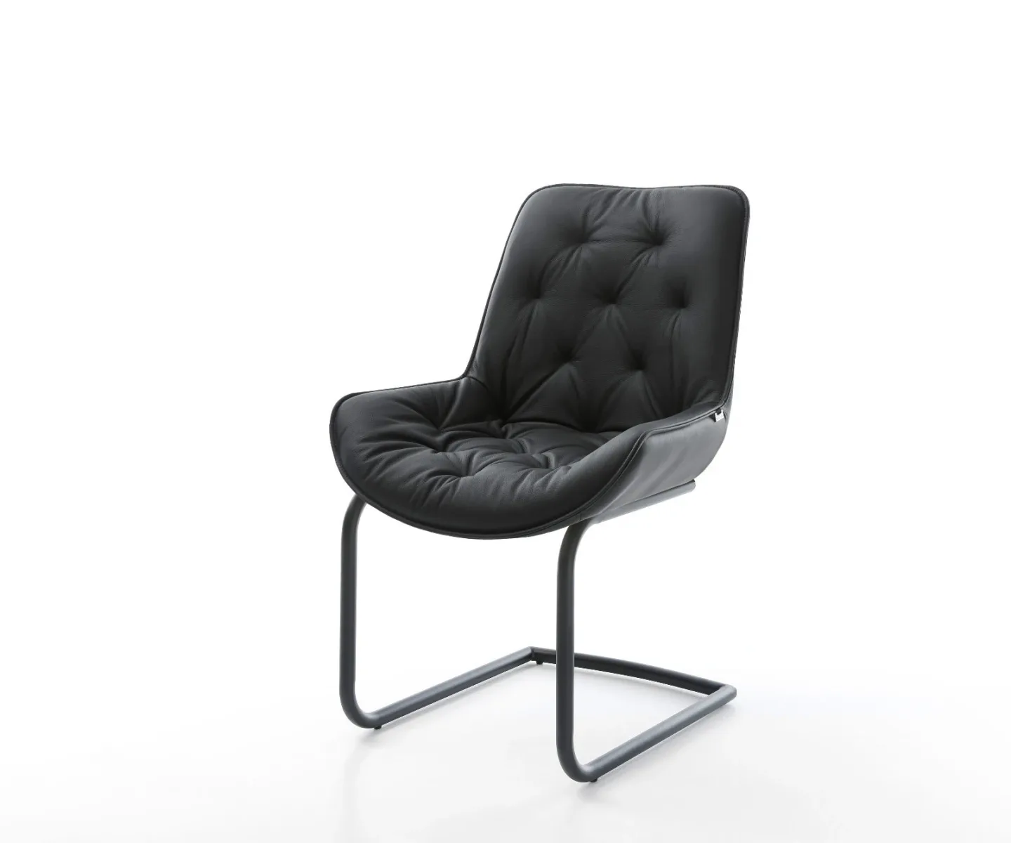 Freischwinger Taimi-Flex Echt-Leder Schwarz Freischwinger rund Schwarz