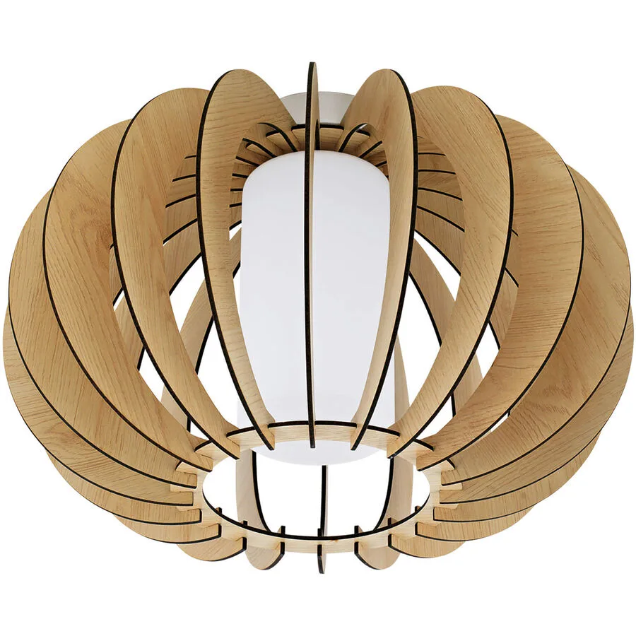 Deckenlampe Stellato 1 Weiss Stahl/Holz 28 cm - Farbe: Ahorn/weiss - Material: Holz/Stahl