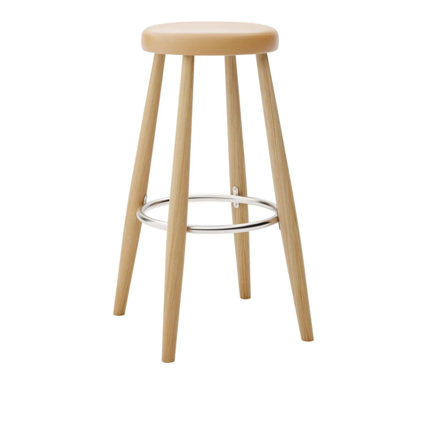 Carl Hansen - CH56 High Stool, Oljad Ek, Lädergrupp A Loke - 7050 - Barstolar - Hans J. Wegner - Träfärgad - Läder/Metall/Trä