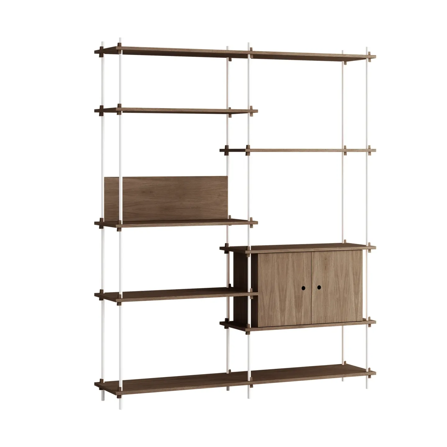 MOEBE Shelving System Regal mit Schrank Räuchereiche-white, 163x200x35 cm, S.200.2.C