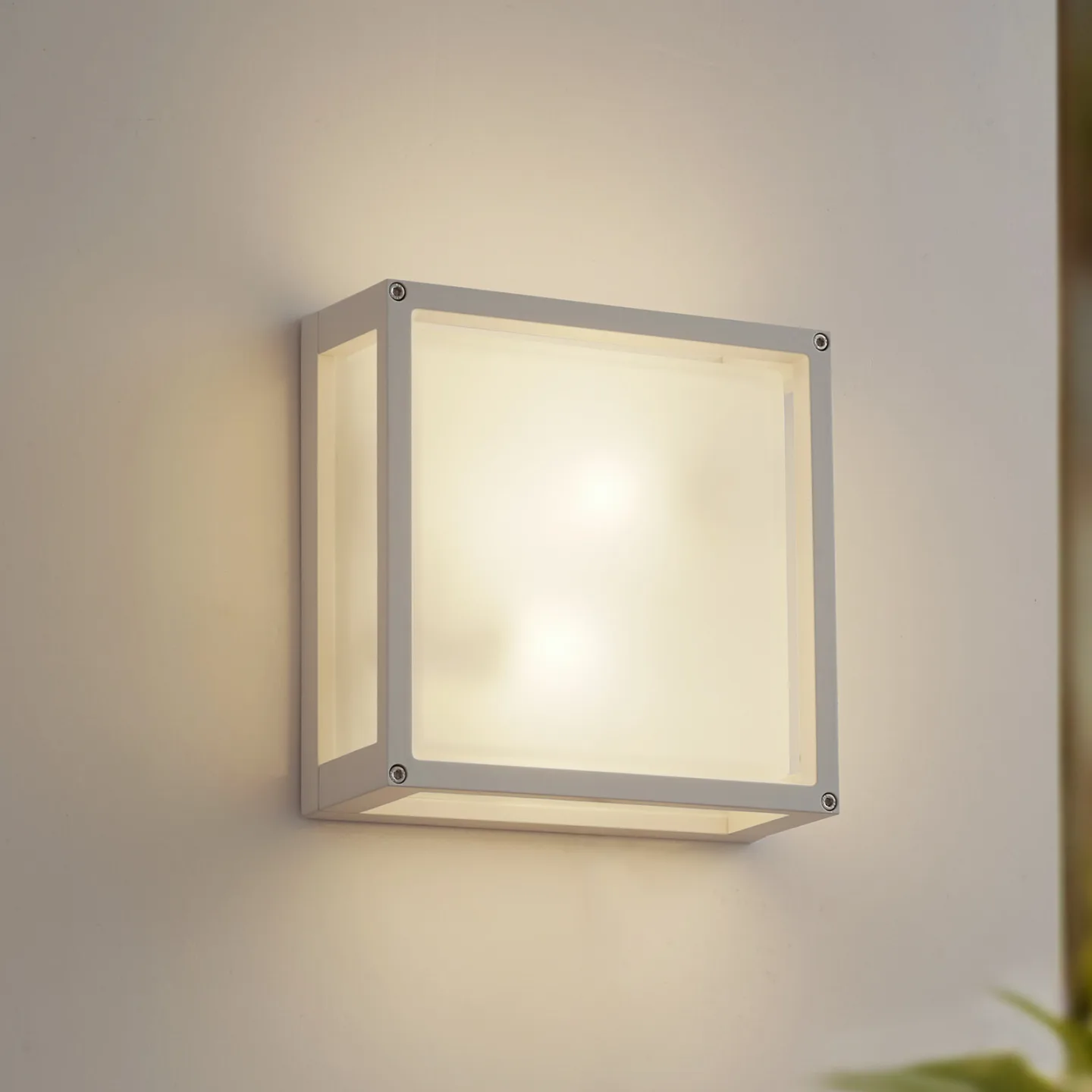 Aurelien Außenwandleuchte 25 x 25 cm weiß Sensor - Lucande - Balkon - Modern - Aluminium - Eckig