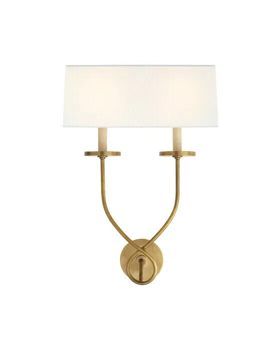 Symmetric Twist Double Sconce Antique Brass